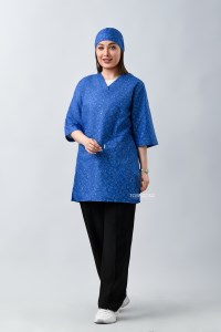 ست اسکراب زنانه + کلاه رنگ آبی کد 403 طب پوش